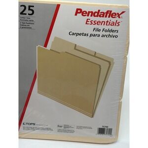 Pendaflex Essentials Manila File Folders Letter Size 1/3 Cut 25 Count 75700